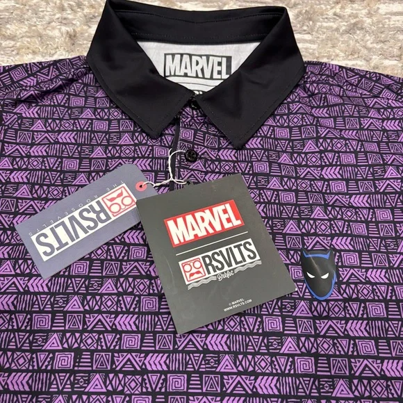 RSVLTS X Marvel Black Panther Wakanda Forever Performance Polo Large New Rare